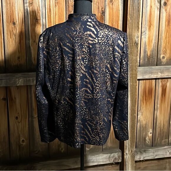 Alfred Dunner blazer plus knit navy blue copper animal pockets 16 FIRM on PRICE - Picture 6 of 6
